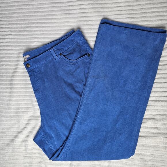 Woman Within Blue Corduroy Pants 22W Flare Leg Stretch Cotton Blend - Picture 9 of 12